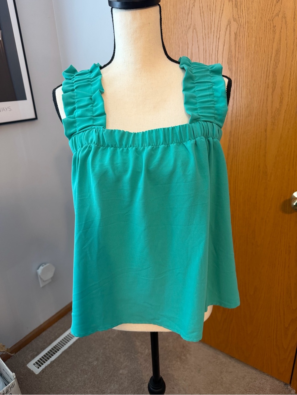Blu Pepper Ruffled Strap Tank Top - Teal Green